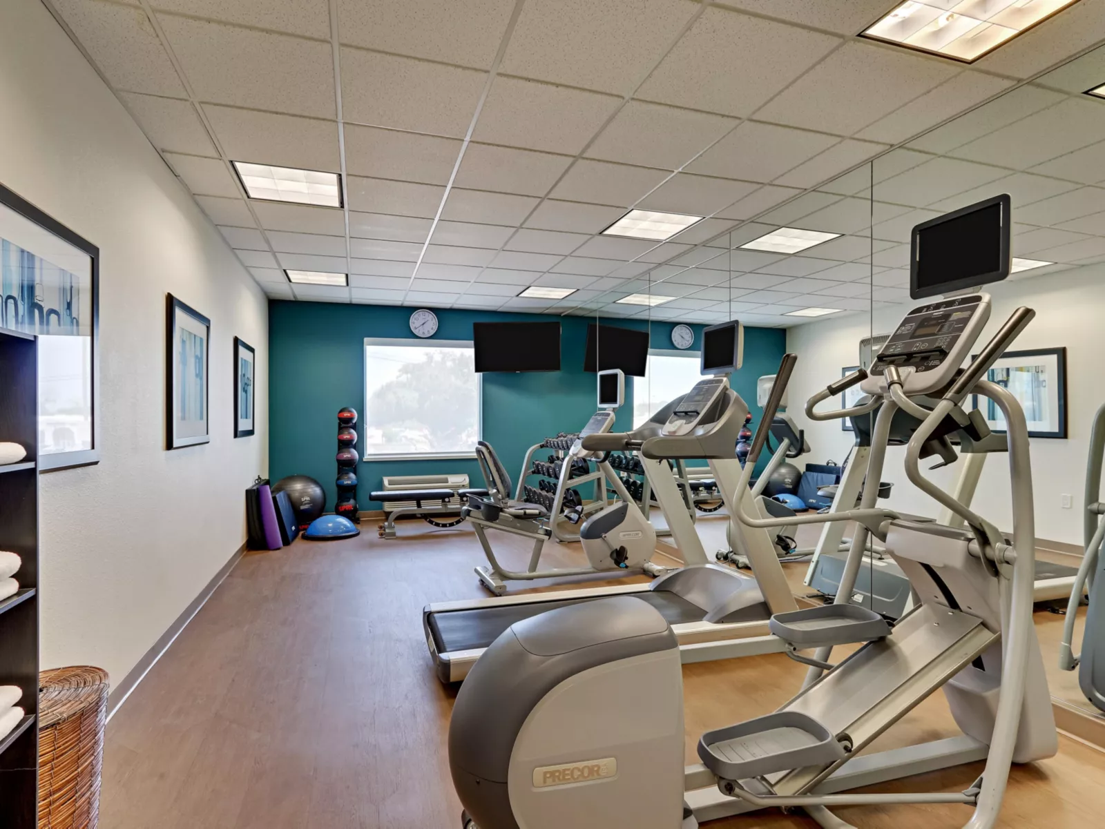 24-hour fitness center with sauna